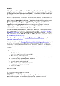 Biography I Did My Bachelor of Divinity (BD) and Master of Theology (Mth