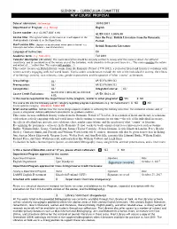Glendon — Curriculum Committee New Course Proposal