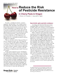 How to Reduce the Risk of Pesticide Resistance in Cherry Pests in Oregon C
