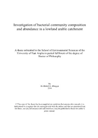 Investigation of Bacterial Community Composition and Abundance in a Lowland Arable Catchment