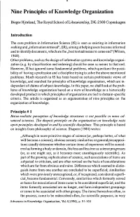 Nine Principles of Knowledge Organization