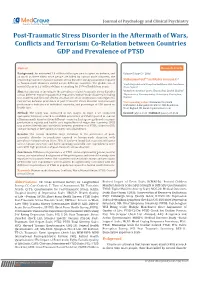 Post-Traumatic Stress Disorder in the Aftermath of Wars, Conflicts and Terrorism: Co-Relation Between Countries GDP and Prevalence of PTSD