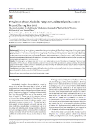 Prevalence of Non-Alcoholic Fatty Liver and Its Related Factors In