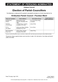 Statement of Persons Nominated