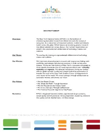 2014 FACT SHEET Overview: the New York Genome Center (NYGC
