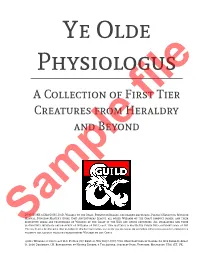 A Collection of First Tier Creatures from Heraldry and Beyond