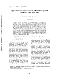 Application of Weather Forecasts in Farm Management Decisions: the Case of Iran