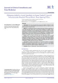 Diltiazem Added to Local Anesthetic in Sonar Guided Coracoid Infraclavicular Brachial Plexus Block
