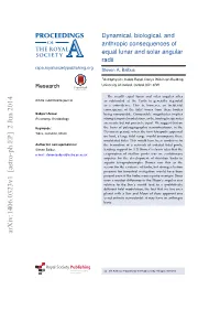 Dynamical, Biological, and Anthropic Consequences of Equal Lunar and Solar Angular Radii Rspa.Royalsocietypublishing.Org Steven A