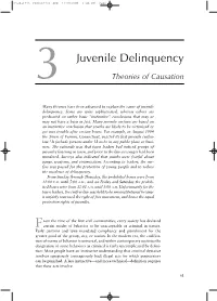 Juvenile Delinquency 3 Theories of Causation