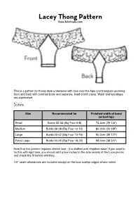 Lacey Thong Pattern from Fehrtrade.Com
