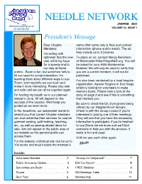 NEEDLE NETWORK JAN/FEB 2021 Advancing Sewing As an Art and Life Skill VOLUME 34, ISSUE 1 President's Message