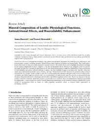 Review Article Mineral Composition of Lentils: Physiological Functions, Antinutritional Effects, and Bioavailability Enhancement
