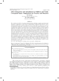 Affect Integration and Attachment in Children and Youth: Conceptual