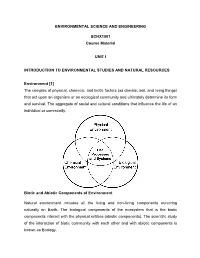 ENVIRONMENTAL SCIENCE and ENGINEERING SCHX1001 Course