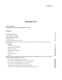 Ferrari NV Interim Report