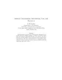 Interval Computations: Introduction, Uses, and Resources