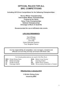 Official Rules for All Brc Competitions