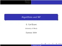 Algorithms and NP