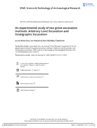 An Experimental Study of Two Grave Excavation Methods: Arbitrary Level Excavation and Stratigraphic Excavation