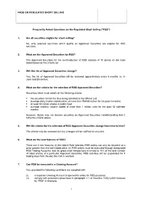 Faqs on Regulated Short Selling