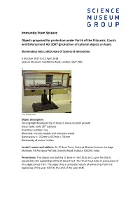 Objects Proposed for Protection Under Part 6 of the Tribunals, Courts and Enforcement Act 2007 (Protection of Cultural Objects on Loan)