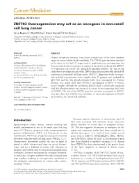 ZNF703 Overexpression May Act As an Oncogene In
