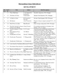 Metropolitan Chess Club Library DEVELOPMENT