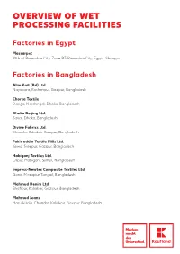 Overview of Wet Processing Facilities