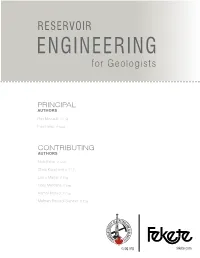 RESERVOIR ENGINEERING for Geologists