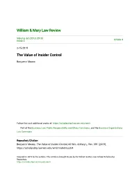 The Value of Insider Control