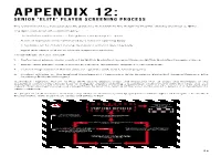 Appendix 12: Senior ‘Elite’ Player Screening Process
