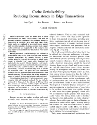 Cache Serializability: Reducing Inconsistency in Edge Transactions