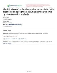 Identi Cation of Molecular Markers Associated with Diagnosis And