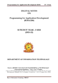 Programming for Application Development (R18) IV- I Sem