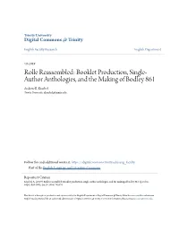 Rolle Reassembled: Booklet Production, Single- Author Anthologies, and the Making of Bodley 861 Andrew B