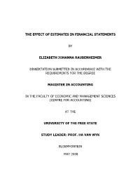 The Use of Estiamtes in Financial Statements