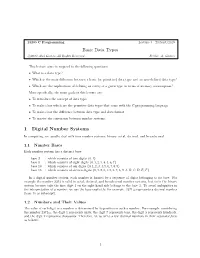 Basic Data Types 1 Digital Number Systems