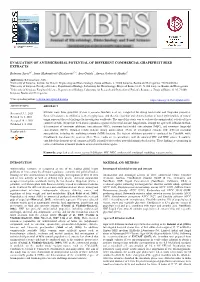 Evaluation of Antimicrobial Potential of Different Commercial Grapefruit Seed Extracts