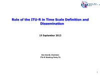 ITU-R RECOMMENDATIONS on UTC TIME SCALE