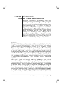 Leonard K. Eaton Hardy Cross and the “Moment Distribution Method”