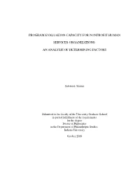 Program Evaluation Capacity for Nonprofit Human