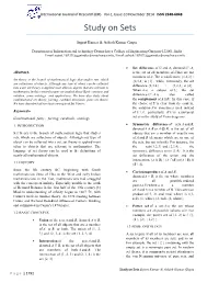 Study on Sets