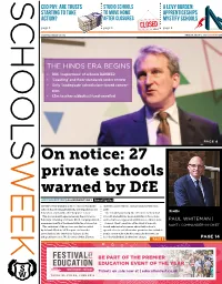 27 Private Schools Warned by Dfe