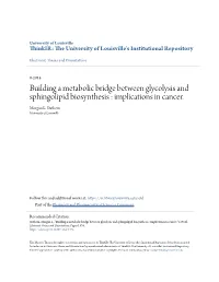Building a Metabolic Bridge Between Glycolysis and Sphingolipid Biosynthesis : Implications in Cancer