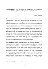 Mutual Relations and Perceptions of Russians and Central Asians: Preliminary Notes for Comparative Imperial Studies