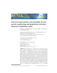 Selected Representative Microsatellite Loci for Genetic Monitoring and Population Structure Analysis of Miniature Swine