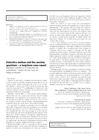 Selective Mutism and the Anxiety Spectrum – a Long-Term Case Report