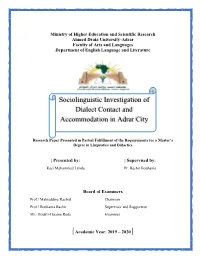 Sociolinguistic Investigation of Dialect Contact and Accommodation in Adrar City