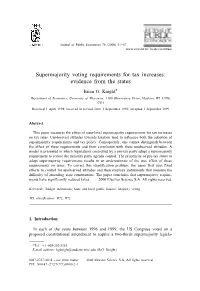 Supermajority Voting Requirements for Tax Increases: Evidence from the States